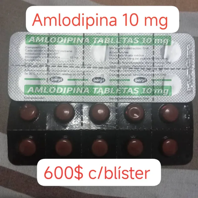 Amlodipino de 10 mg de 10 Tabletas