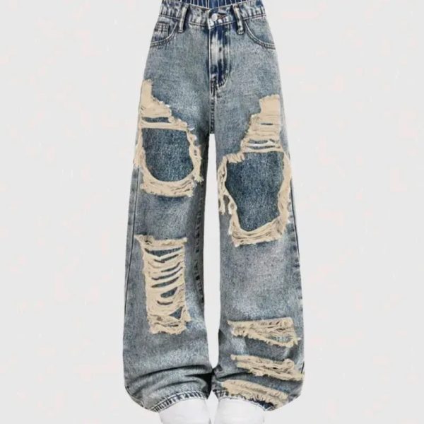 Jeans recto ripiado