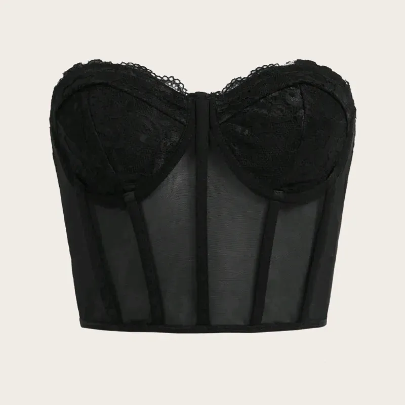  Top tubo de encaje — Negro