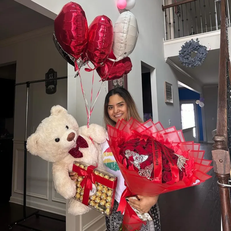 Ramo grande con oso grande y bombones