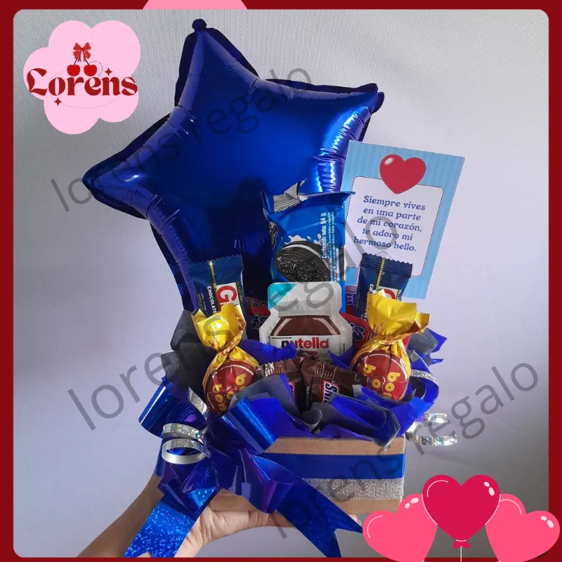 Caja de confituras y globo 