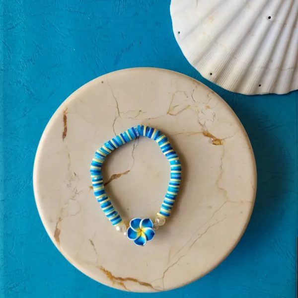 Pulsera de fimo liso con flor