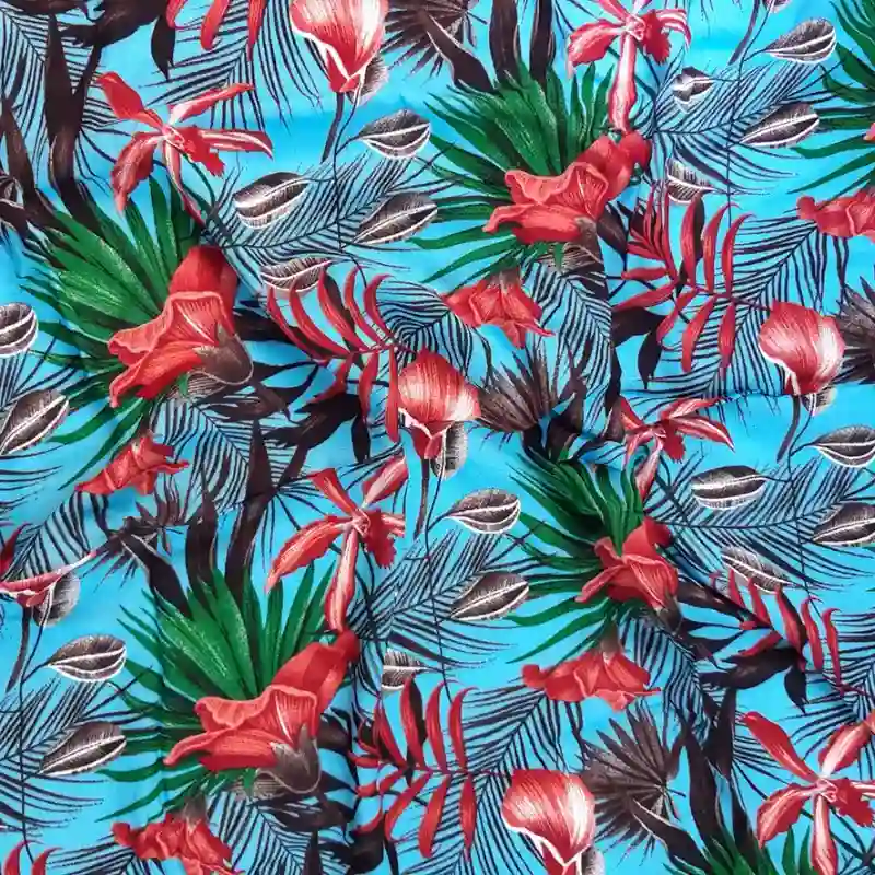 rayón azul claro flores