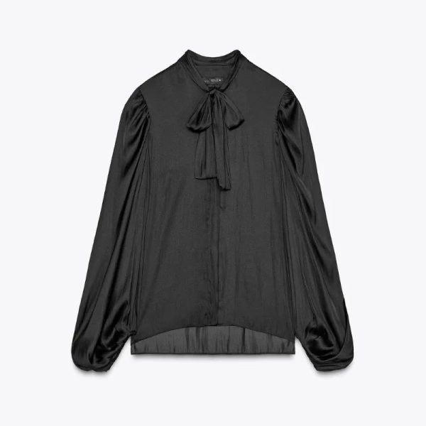 Camisa negra satinada