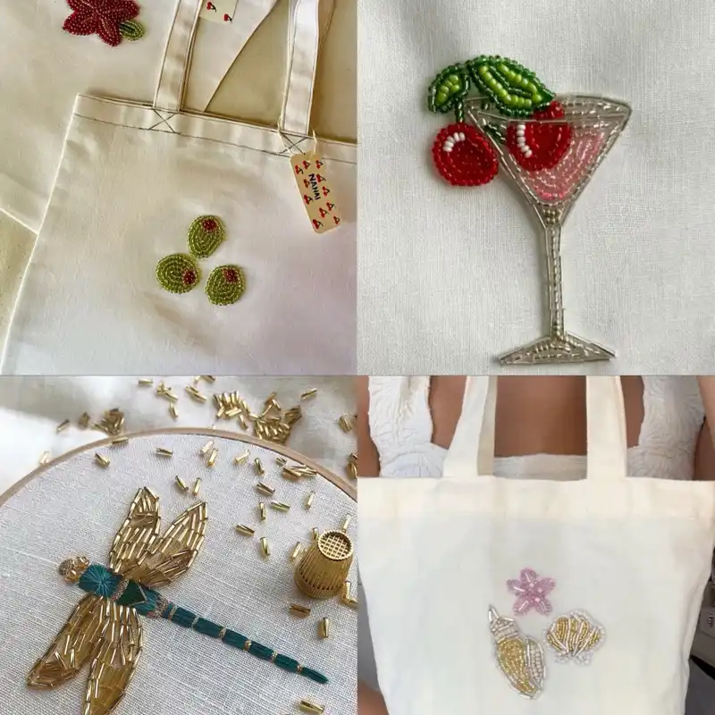 Tote bag bordada con cuentas‍♀️