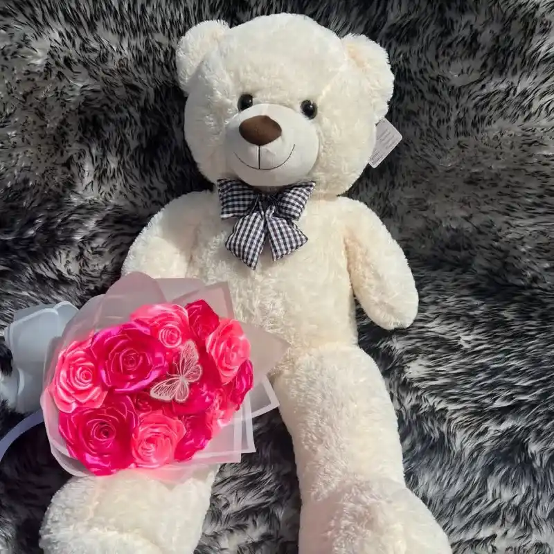 Peluches grandes 1.30m + ramo de rosas
