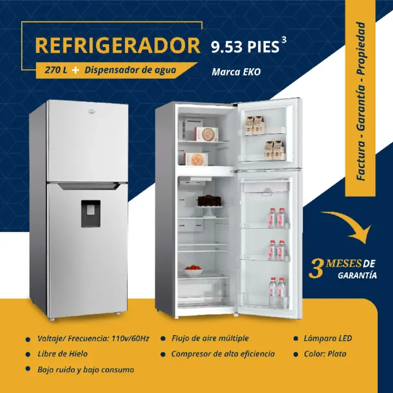 REFRIGERADOR 9.5 PIES INVERTER CONGELACIÓN SECA CON DISPENSADOR EKO (LHZ)