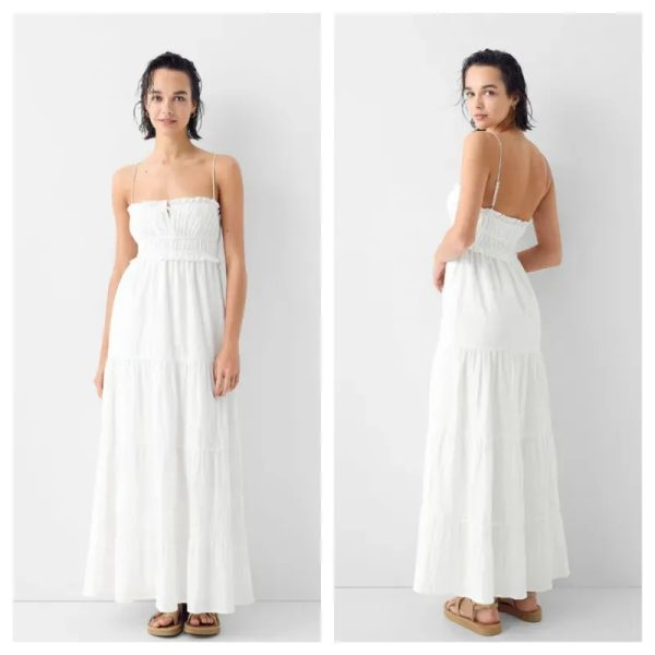 Vestido Bershka maxi blanco