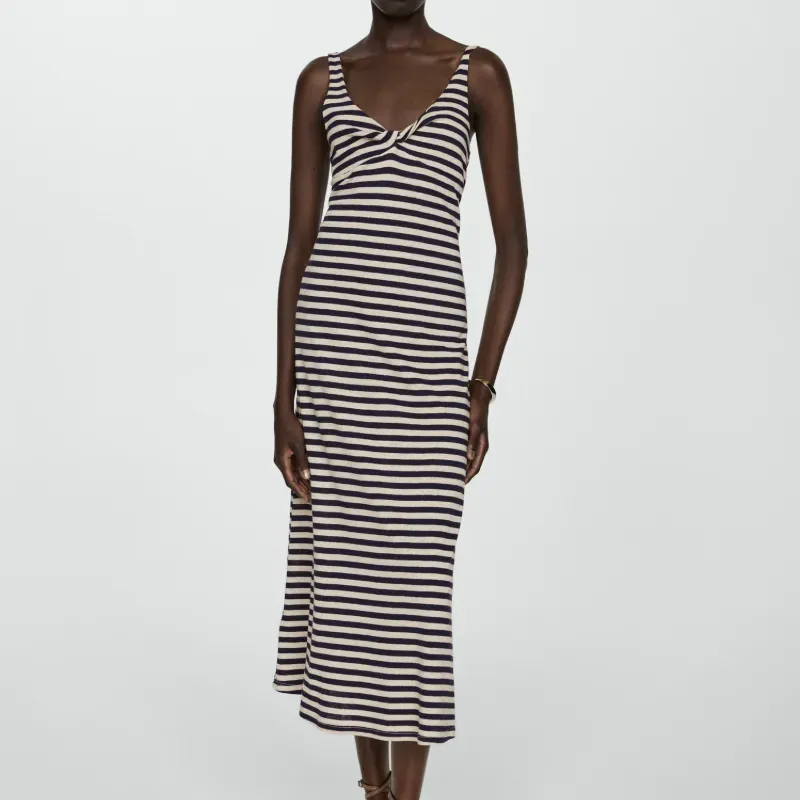 Vestido largo de rayas Mango