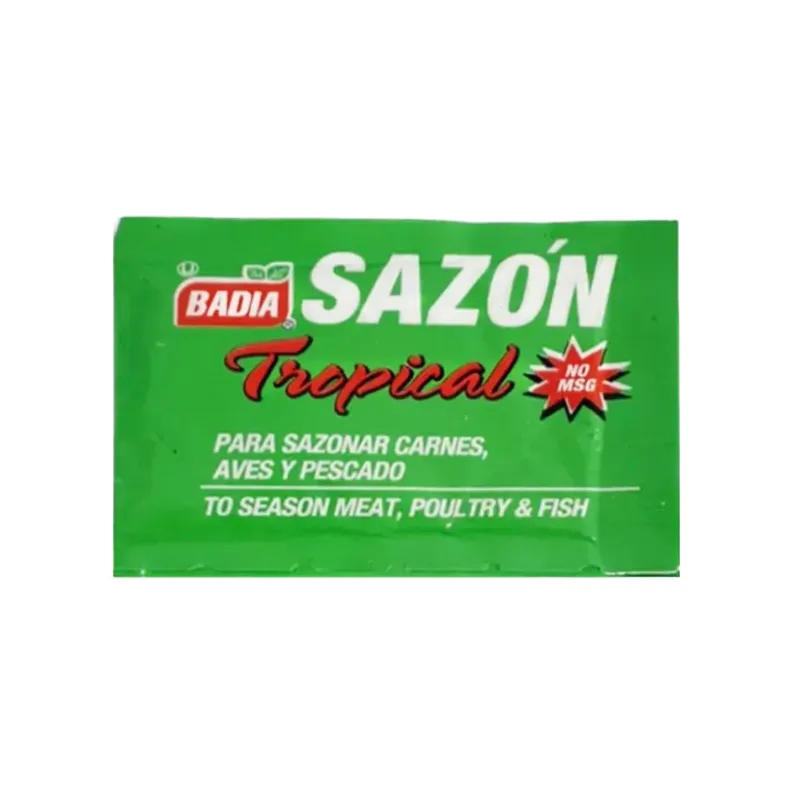 Sazón Tropical para sazonar carnes, aves y pescado.