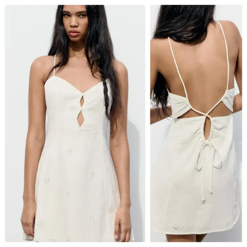 Vestido Zara bordado espalda descubierta