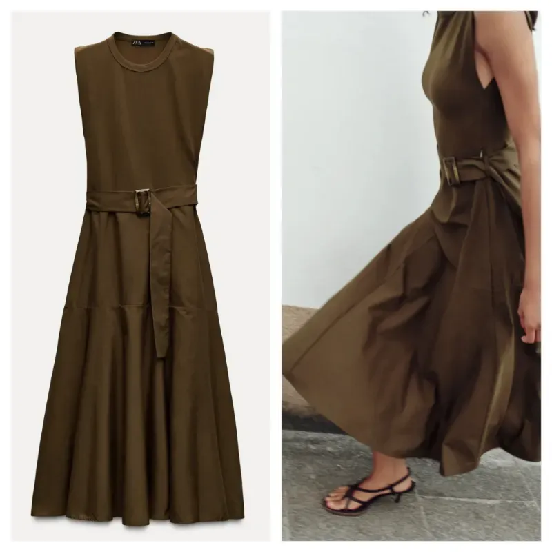 Vestido Zara midi cinturón