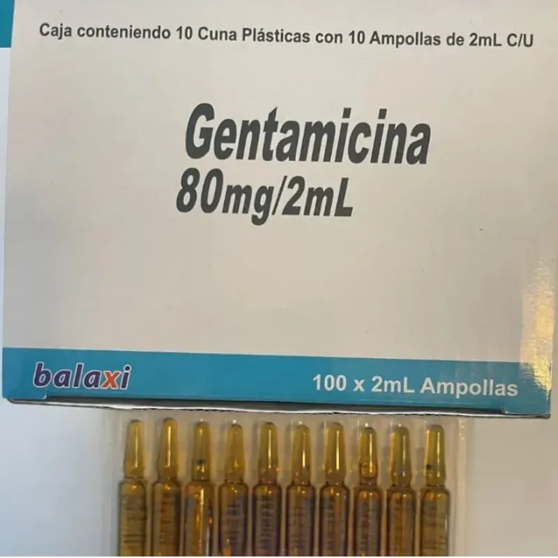  Gentamicina inyectable  (1 bulbo) (80 mg/2 ml)