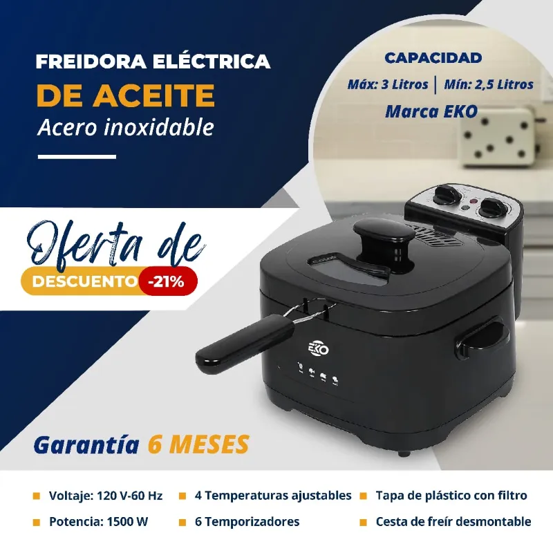  *Freidora Eléctrica de Aceite 2.5 L Marca EKO*