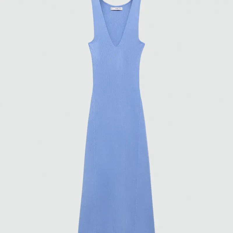 Vestido de punto celeste