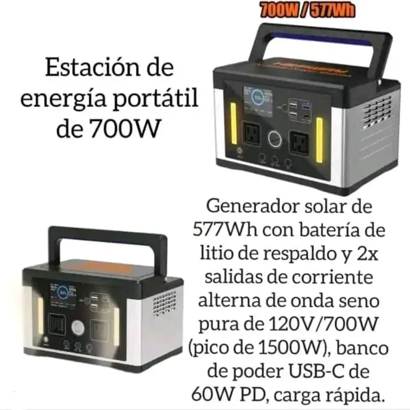 Estación de Energía 700 W pico de 1500 W