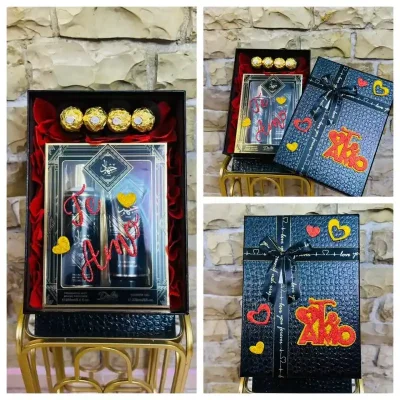 Regalo soñado   ( Juego de colonia y crema acompañada de 4 bombones Ferrero Rocher )