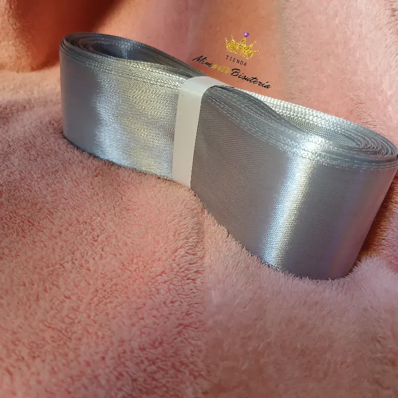 Rollo Cinta satín 4 cm plateado