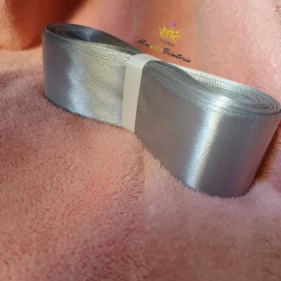 Rollo Cinta satín 4 cm plateado