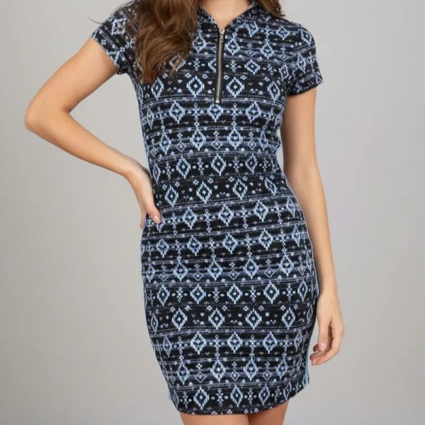 Vestido azul estampado con gorro