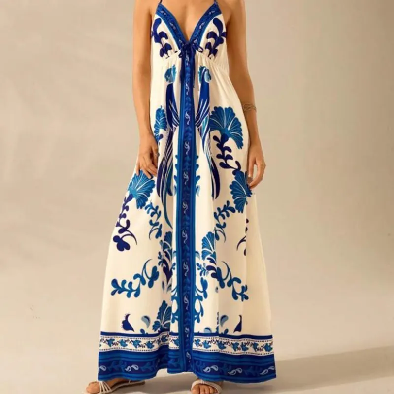 Vestido azul estampado