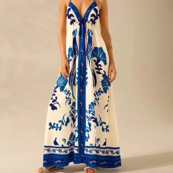 Vestido azul estampado