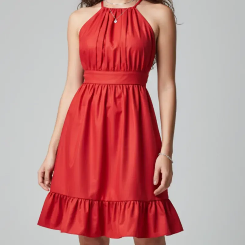 Vestido cuello halter ajustable en la espalda