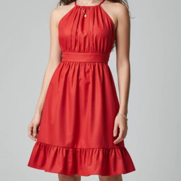 Vestido cuello halter ajustable en la espalda