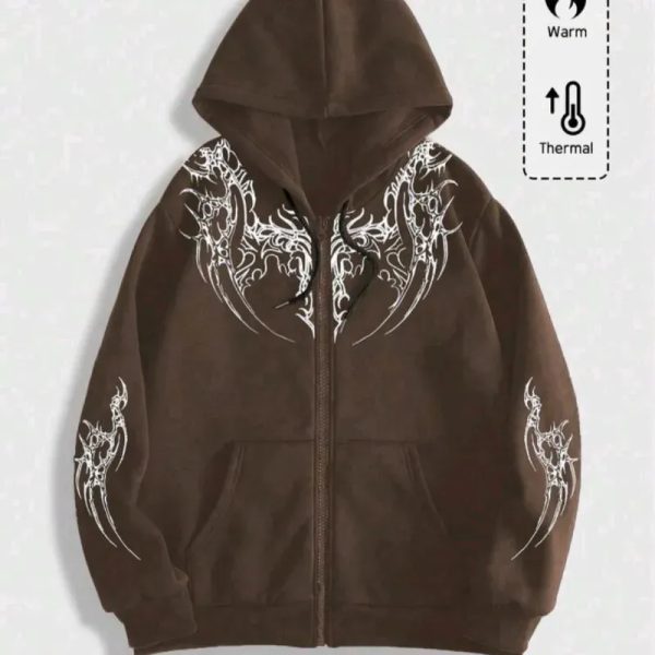 Sudadera con capucha y siper carmelita