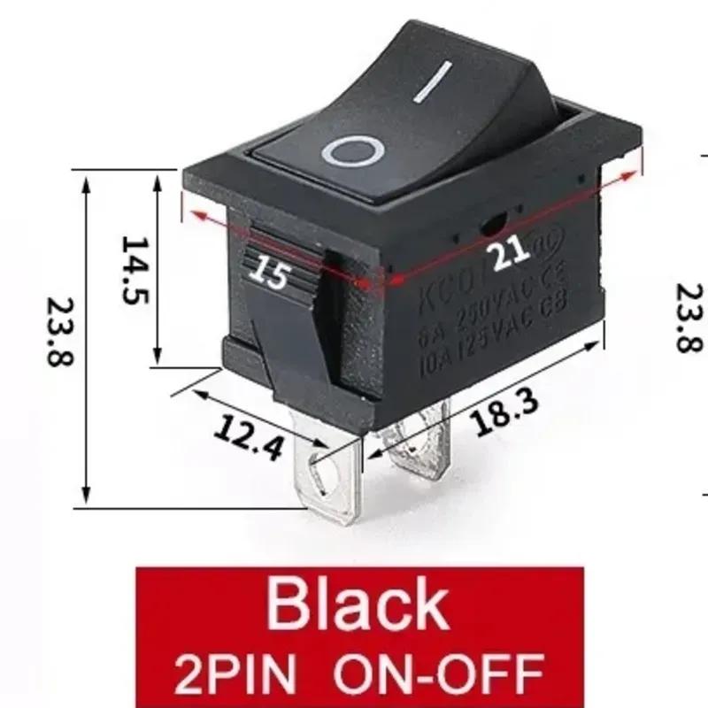 ⚙️ Mini Interruptor Basculante KCD1 2 Pines ON-OFF