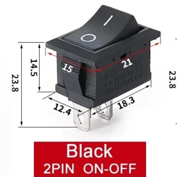 ⚙️ Mini Interruptor Basculante KCD1 2 Pines ON-OFF