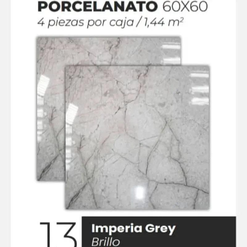 Losas Porcelanato Brillo Imperia Grey