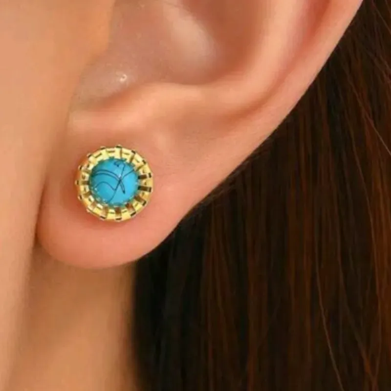 Aretes de acero inoxidable con turquesa