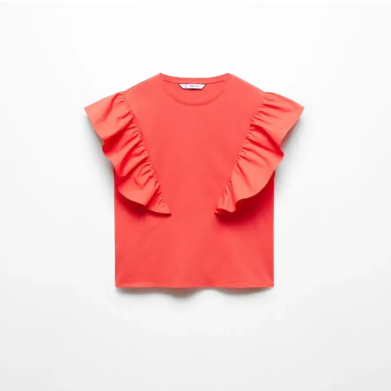 Camiseta de Algodón con Volantes