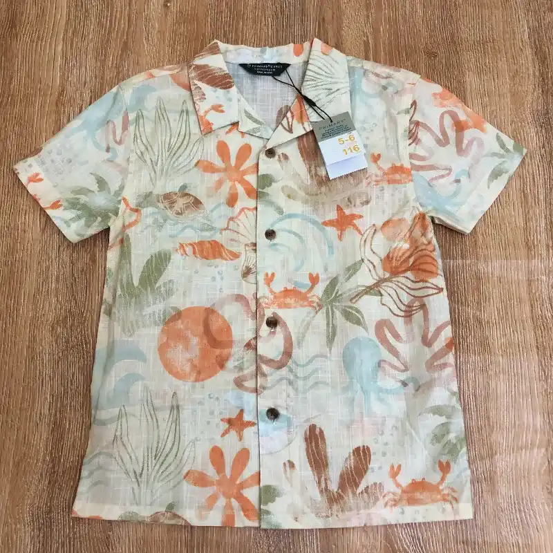 Camisa tropical color naranja