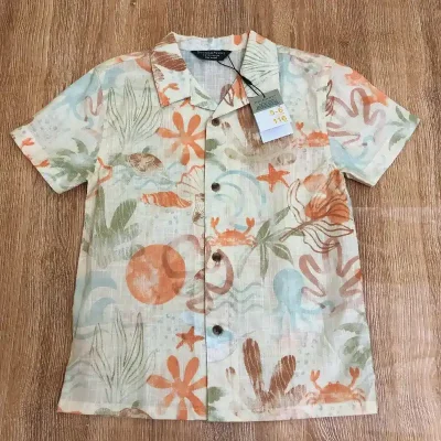 Camisa tropical color naranja