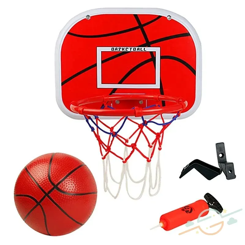 Set de aro de baloncesto, pelota, inflador