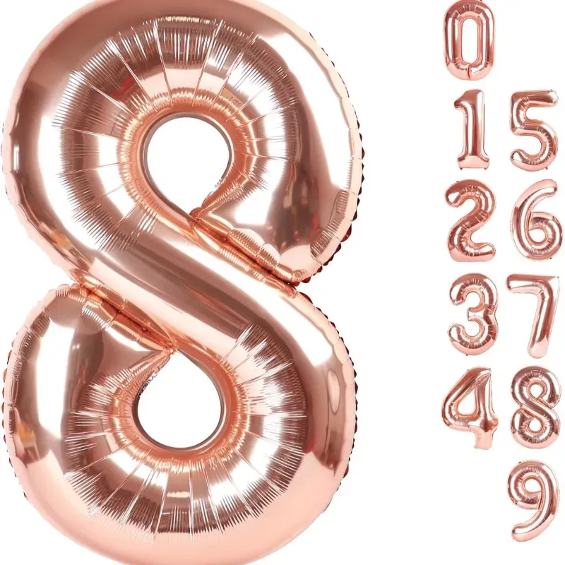 Globo foil número 8 rosa oro