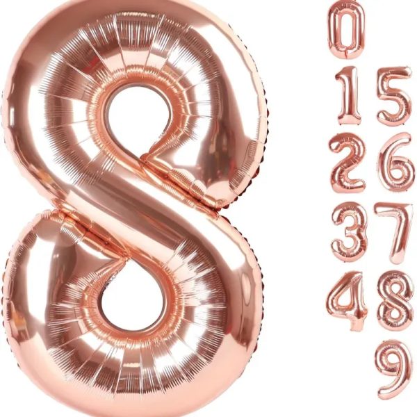 Globo foil número 8 rosa oro