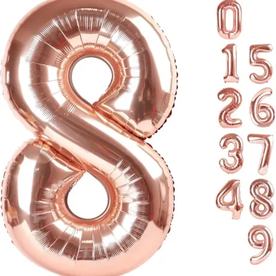 Globo foil número 8 rosa oro