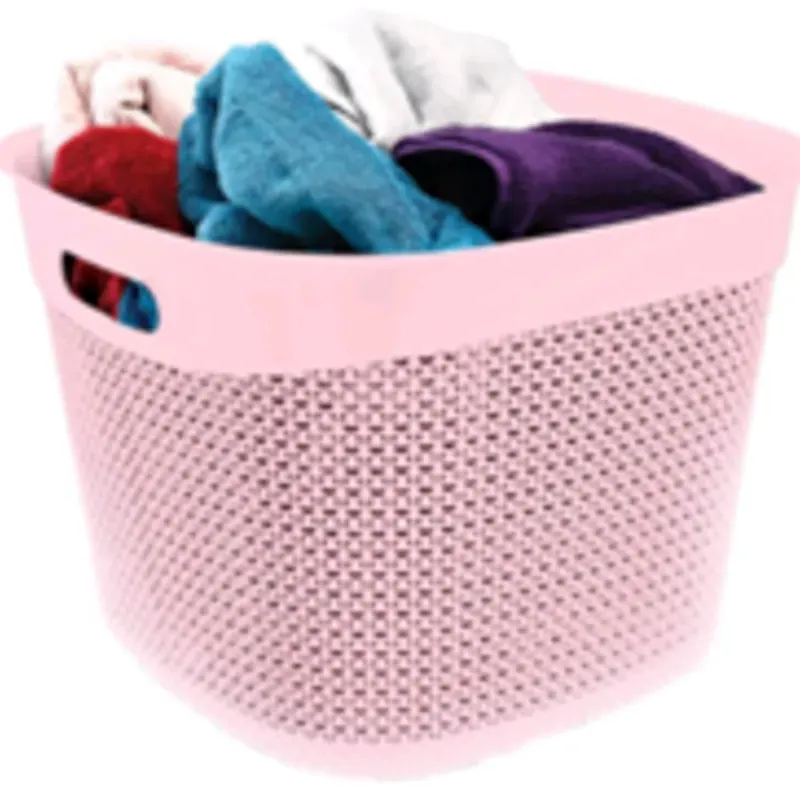 CESTA RESINA CUADRADA C/ASA ROSA