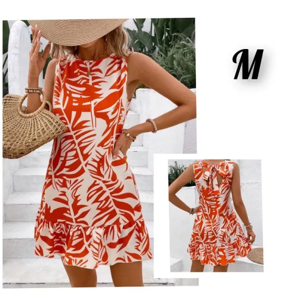 Vestido hojas naranja mujer