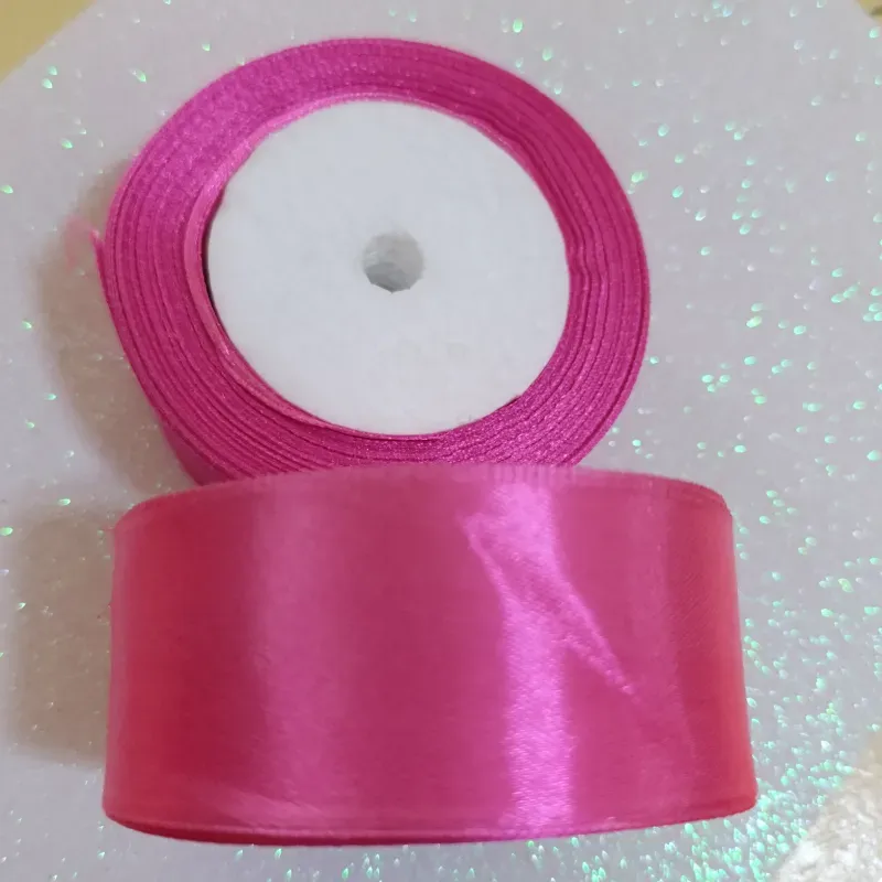 Cinta satinada de 4 cm de ancho color rosado 