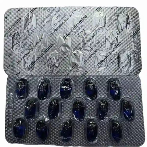 DIFENHIDRAMIDA (BENADRILINA)(15 CAPSULAS 25MG(VENCE 10-26)