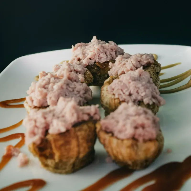 Tostones rellenos con jamón