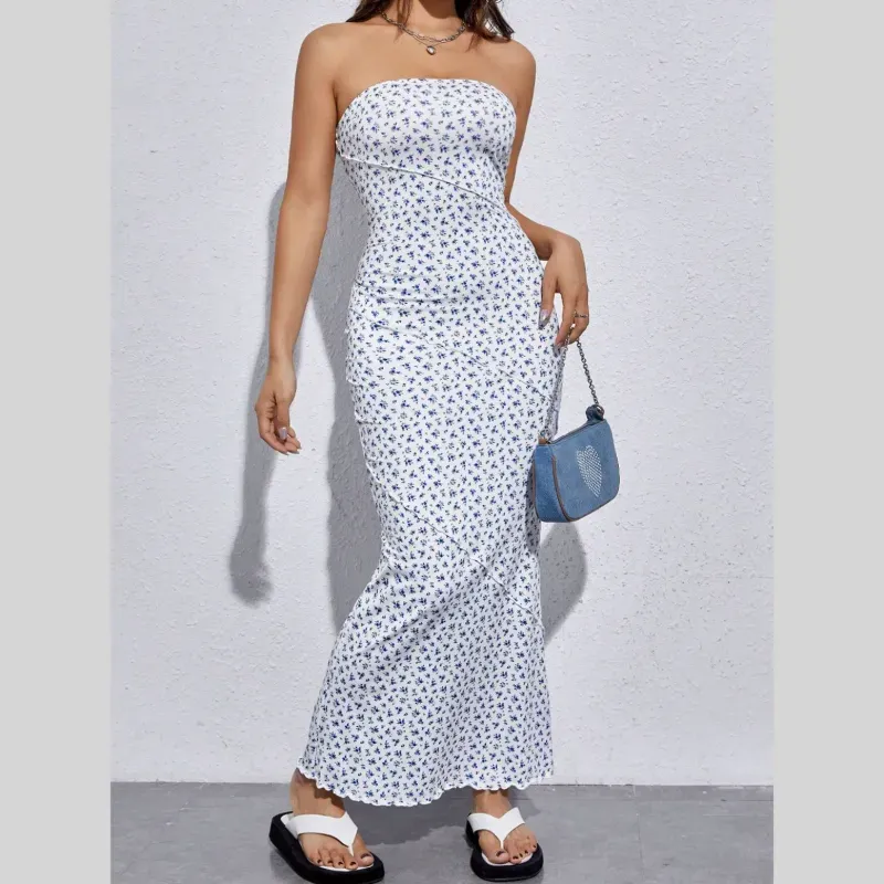 Vestido largo sin tirantes