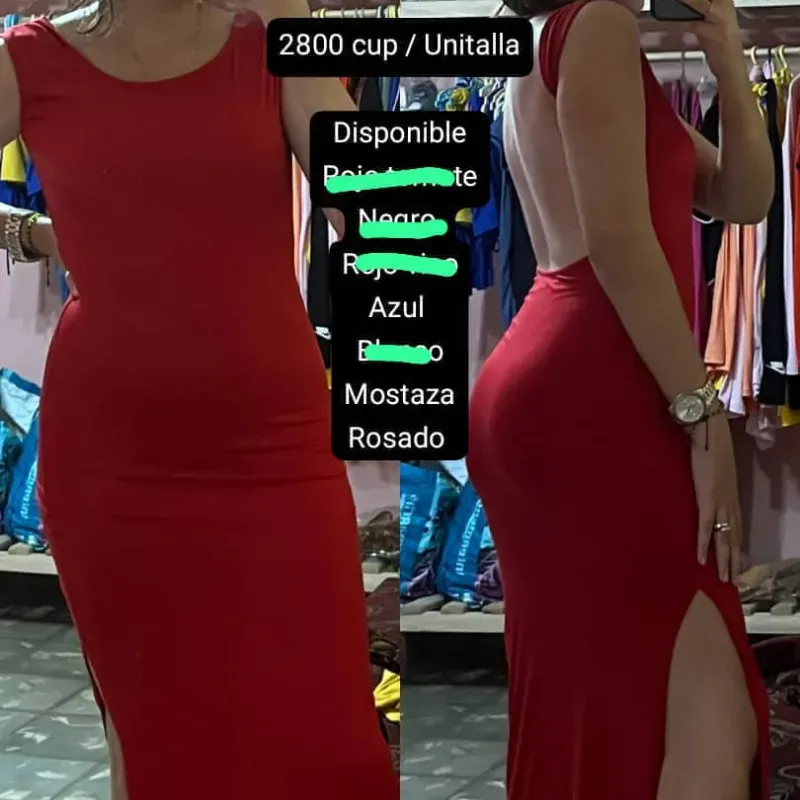 Vestido largo espalda descubierta, abierto en la pierna