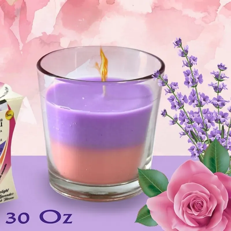 ‼️Vela aromática  de rosa, lavanda y Durazno‼️