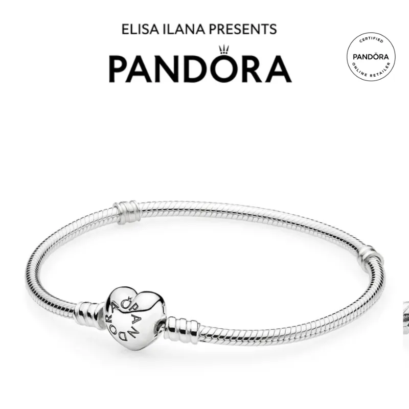 PANDORA MOMENTS HEART CLASP SNAKE CHAIN BRACELET