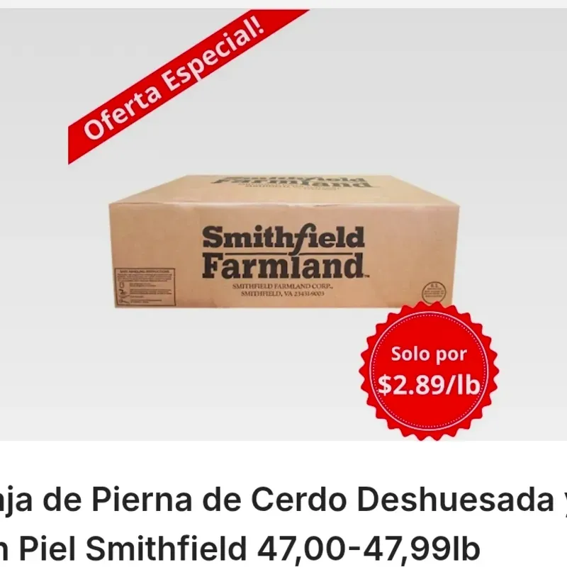 Caja de Pierna de Cerdo Deshuesada y sin Piel Smithfield 47,00-47,99lb